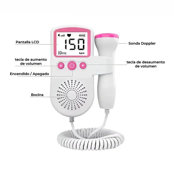 Doppler Fetal Digital Portatil Con Audio Y Pantalla