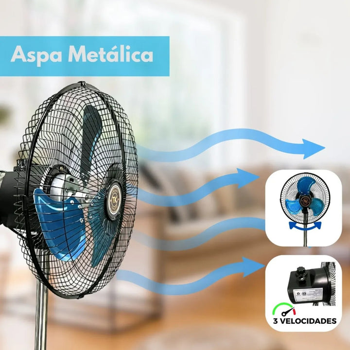 Ventilador Con Aspa Metalica Potente Y Ajustable