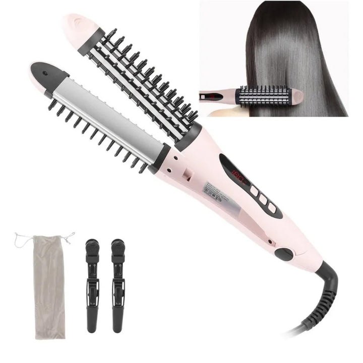 Plancha Cepillo Para Cabello 2 En 1 Control Digital