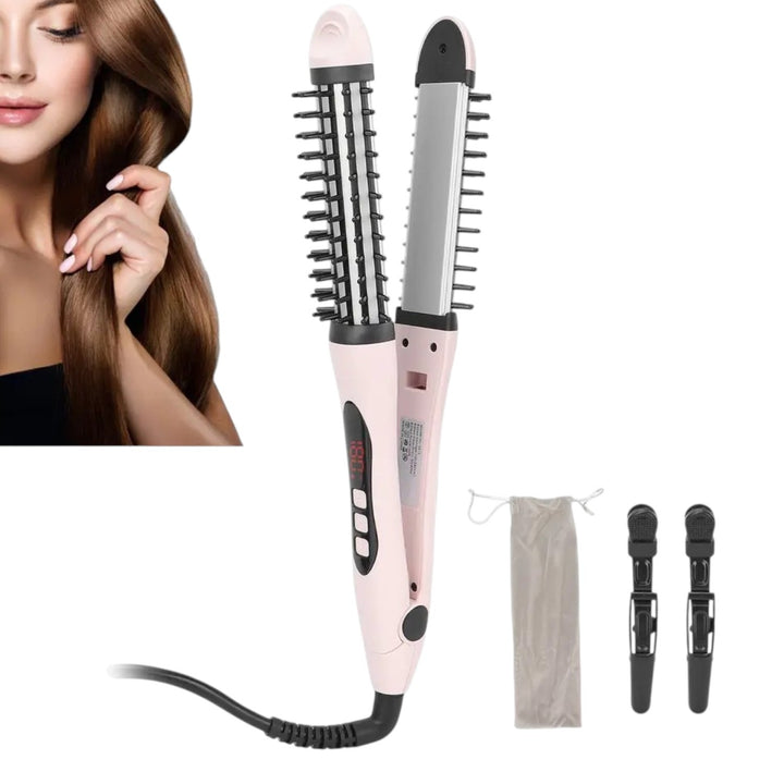 Plancha Cepillo Para Cabello 2 En 1 Control Digital