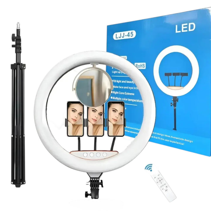 Aro De Luz LED Con Tripode Y Soporte Para 3 Dispositivos
