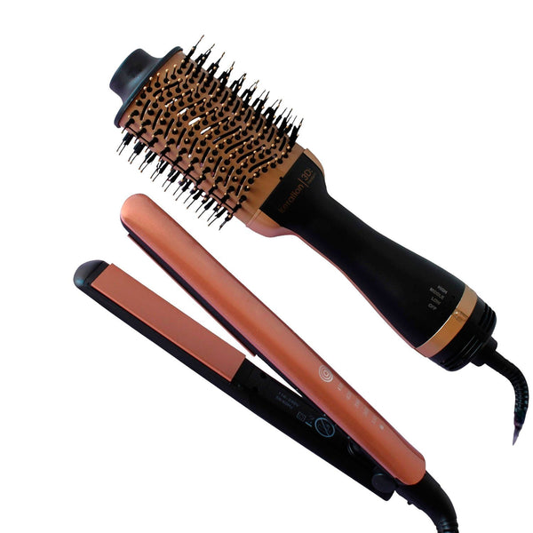 Combo Cepillo Secador Y Plancha Alisadora 2 En 1