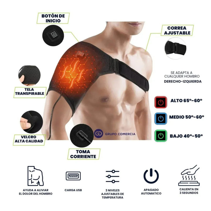 Hombrera Termica Para Dolor Muscular Con Calor Y Carga Usb