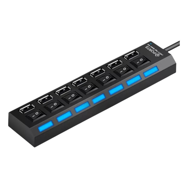 Hub USB 7 Puertos con Interruptor Individual y Luz LED