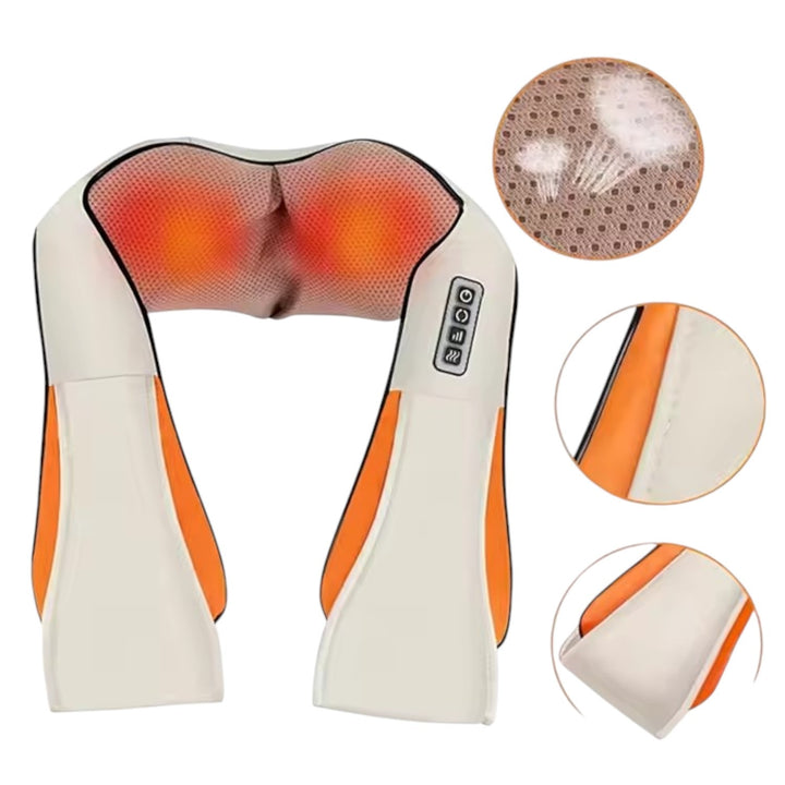 Masajeador Cervical y Espalda con Calor y Rodillos