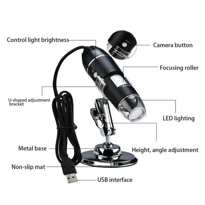 Microscopio Digital USB Con Luz LED Para Celular Y PC