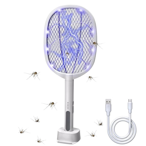 Raqueta Electrica Contra Insectos Recargable Con Luz Led