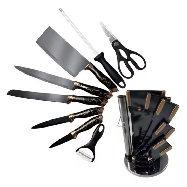Set De Cuchillos Marmolizados Diseño Elegante Y Duradero