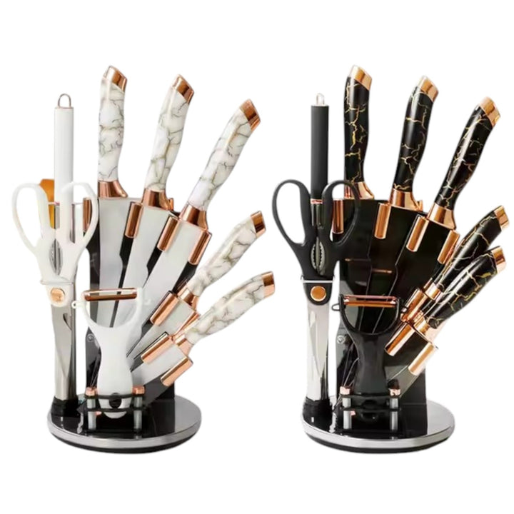 Set De Cuchillos Marmolizados Diseño Elegante Y Duradero