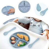 Vajilla Bebe Antideslizante de Silicona Facil de Limpiar