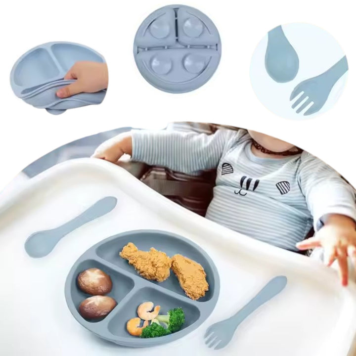 Vajilla Bebe Antideslizante de Silicona Facil de Limpiar